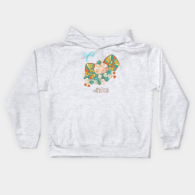 horoscope Aries children Kids Hoodie by Mako Design 